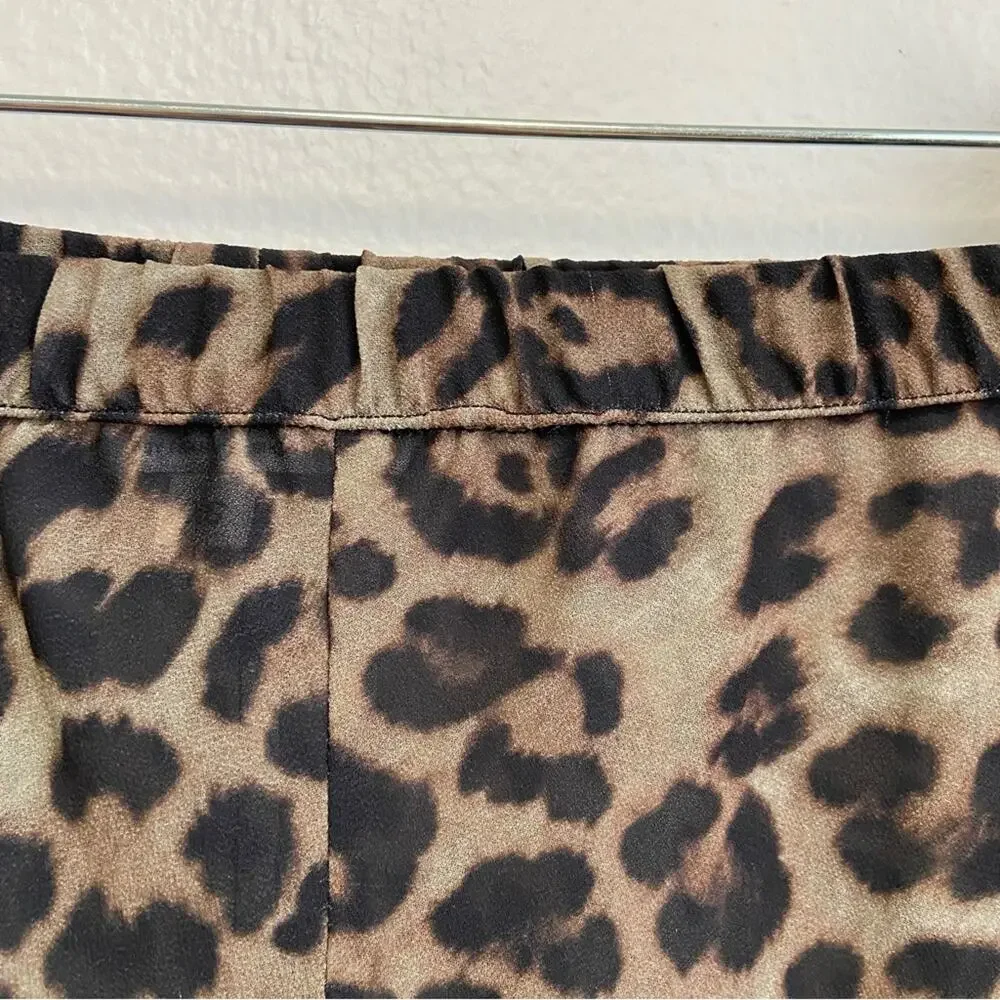 New Aiello by Frankie’s Bikinis Leopard Print Ruched Sheer Shorts Coverup XS